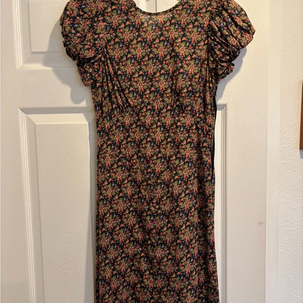 Doen Black Floral Midi Dress with Multicolor Print - Picture 3 of 5